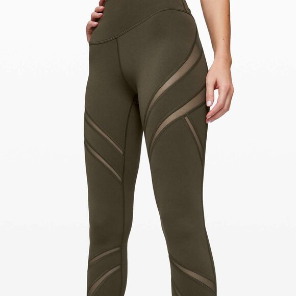 Lululemon Women's Wunder Under High-Rise Crop 21" *Mesh - Dark Olive - Picture 3 of 10